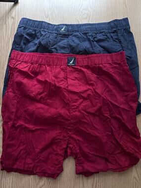 New Mens 2pk Nautica Boxers Cotton Underwear Burgundy Navy size XL